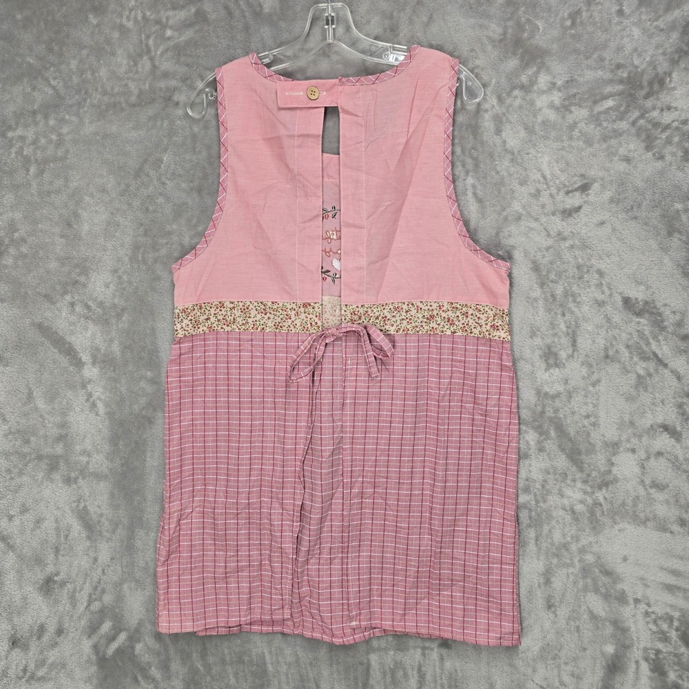 KC Trading Co Apron Women One Size Pink Gingham Embroidered Beautiful Day Kawaii - Picture 16 of 16